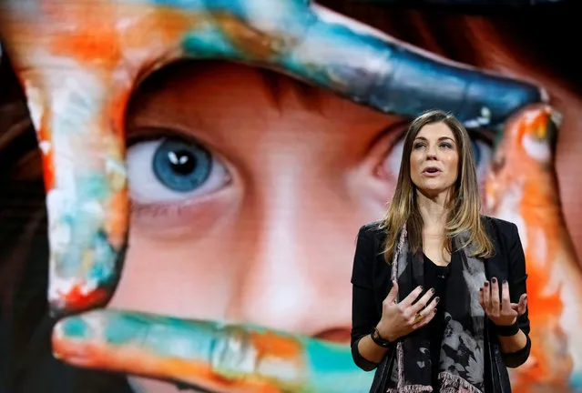 Megan Saunders, Microsoft general manager of HoloLens and other emergent technologies speaks at a live Microsoft event in the Manhattan borough of New York City, October 26, 2016. (Photo by Lucas Jackson/Reuters)