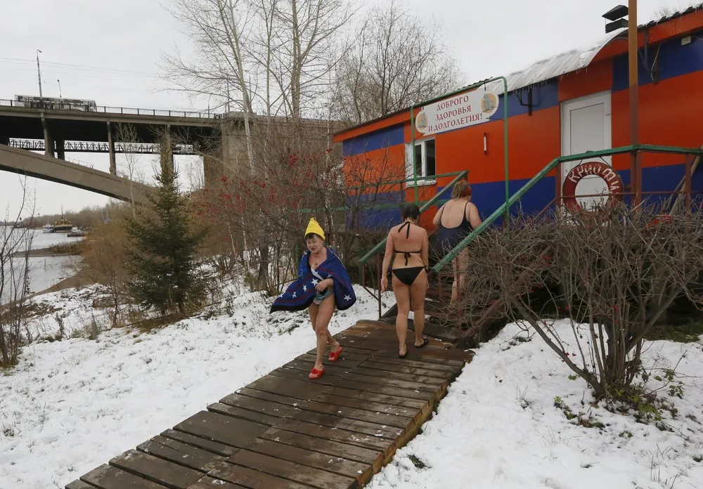 Winter Swimming in the Siberian city of Krasnoyarsk