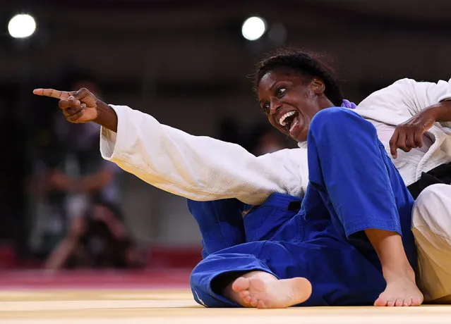 Cuba’s Kaliema Antomarchi reacts after scoring the winning point against Guusje Steenhuis of the Netherlands and taking the bronze medal in the women’s 78kg judo at Nippon Budokan in Tokyo, Japan on July 29, 2021. (Photo by Annegret Hilse/Reuters)