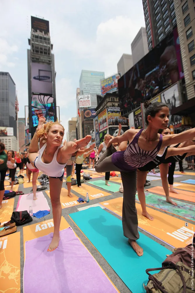 Summer Solstice Marked In Times Square With Mass Yoga Session