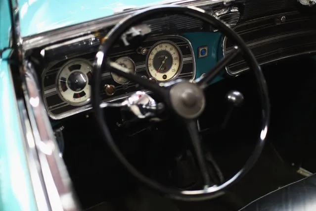 A detailed view of the dashboard, guages and steering wheel of the 1936 Auburn 851 Supercharged Speedster during the The 40th Antwerp Classic Salon run by SIHA Salons Automobiles and held at Antwerp EXPO Halls on March 3, 2017 in Antwerpen, Belgium. (Photo by Dean Mouhtaropoulos/Getty Images)