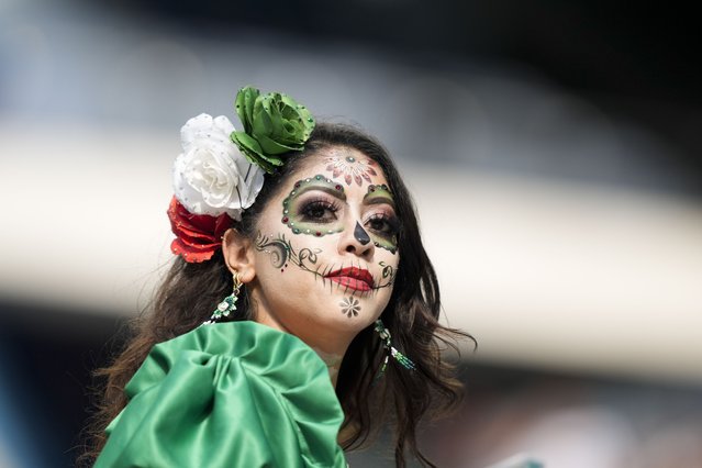 A Mexico fan waits for the start of a Copa America Group B soccer match against Venezuela, Wednesday, June 26, 2024, in Inglewood, Calif. (Photo by Ryan Sun/AP Photo)