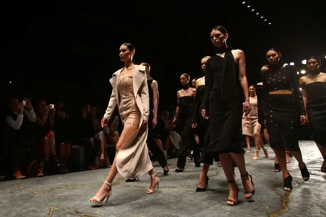 Model Bella Hadid leads models as they walk the runway during the Misha Collection show at Mercedes-Benz Fashion Week Resort 17 Collections at Carriageworks on May 16, 2016 in Sydney, Australia. (Photo by Mark Nolan/Getty Images)