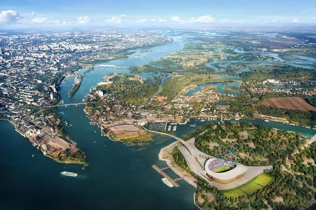 In this handout artists impression provided by the Russia 2018 Organising Commitee, the Samara Stadium is shown as proposed and presented as part of the Russia 2018 World Cup bid, on September 29, 2011 in Russia. (Illustration by Russia 2018 via Getty Images)