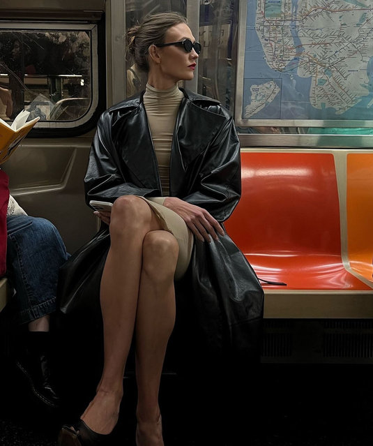 American model Karlie Kloss rides the rails in New York City in the last decade of September 2023. (Photo by Karlie Kloss/Instagram)