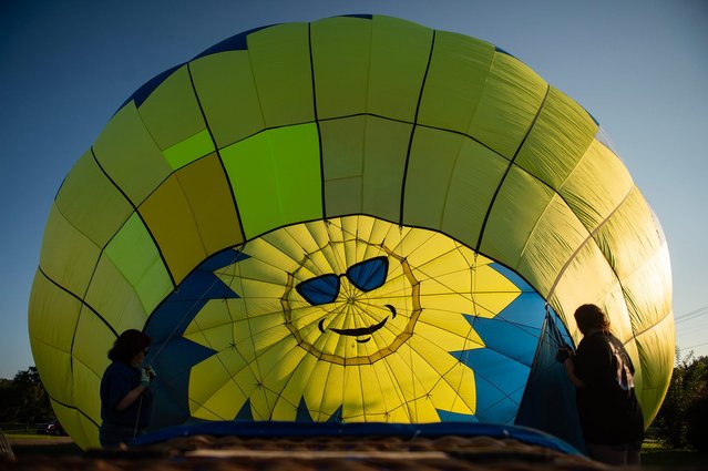 Cool Ray is inflated at Harvey Chapel Missionary Baptist for the competition flight in Canton, Miss., on Friday, June 28, 2024. (Photo by Lauren Witte/Clarion Ledger via USA TODAY Network)