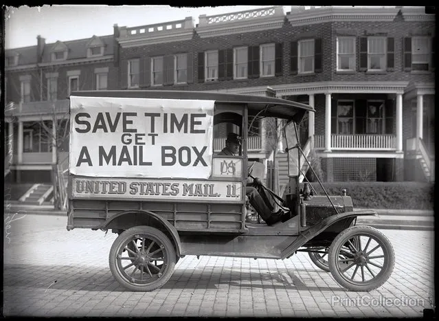 Got a Mail Box. Post Office Department Mail Wagon, photographed by Harris & Ewing in 1916.