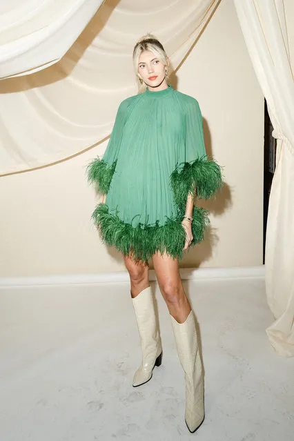 American fashion model Devon Windsor attends the PatBo fashion show during New York Fashion Week: The Shows at Surrogate's Court on February 11, 2023 in New York City. (Photo by Ben Rosser/BFA.com)
