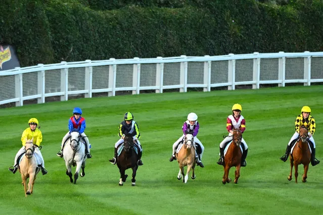 Clara Greenwood riding Pedro (2nd R) winning the Exhibition Pony Race during Melbourne Racing at Moonee Valley Racecourse on March 24, 2023 in Melbourne, Australia. (Photo by Vince Caligiuri/Getty Images)