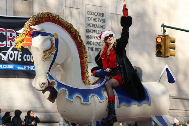 Gossip Girl actress Taylor Momsen rides a horse during the Macy's Thanksgiving Day Parade 2025, in New York City, U.S., November 27, 2025. (Photo by Kyle Stevens/Rex Features/Shutterstock)