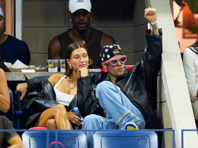 Canadian singer Justin Bieber and American model Hailey Bieber are seen at the 2023 US Open Tennis Championships on September 1, 2023 in New York City. (Photo by Gotham/GC Images)