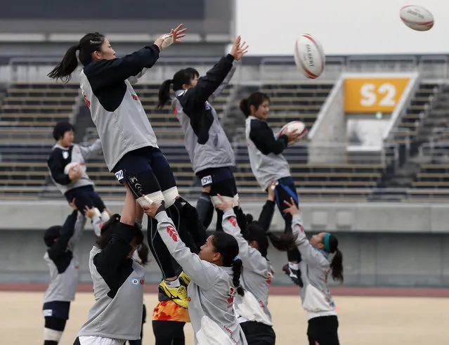 Japan women's rugby sevens team players take part in their training session for Olympic Games in Kumagaya, Japan January 29, 2016. (Photo by Toru Hanai/Reuters)