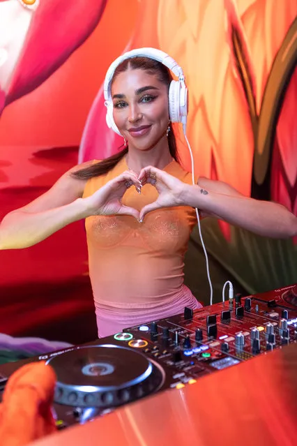 American DJ and model Chantel Jeffries DJ’s a Private Preview of Night Swim at citizenM Miami Worldcenter in the last decade of October 2023. (Photo by WorldRedEye)