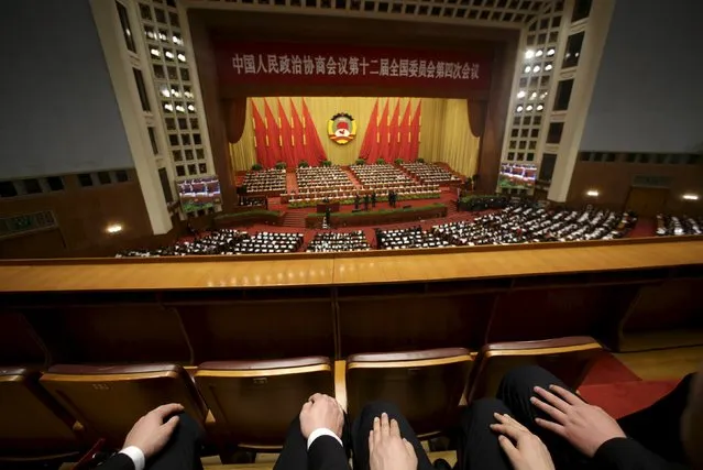 A general view inside the Great Hall of the People during the opening session of the Chinese People's Political Consultative Conference (CPPCC) in Beijing, China, March 3, 2016. (Photo by Jason Lee/Reuters)