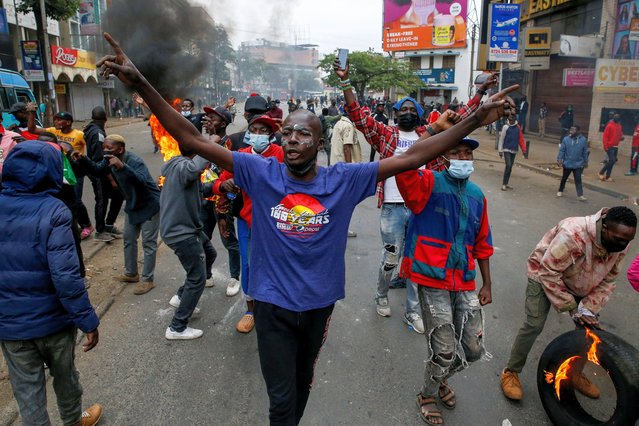 Protesters participate in an anti-government demonstration following nationwide deadly riots over tax hikes and a controversial now-withdrawn finance bill, in Nairobi, Kenya, on July 16, 2024. (Photo by Thomas Mukoya/Reuters)