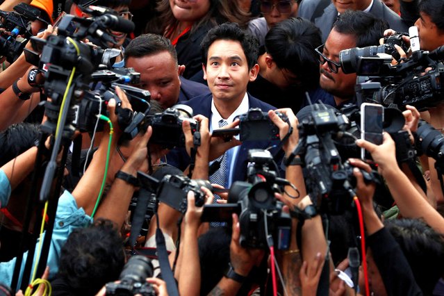 Former Move Forward party leader Pita Limjaroenrat looks on as he arrives at the party headquarters after Thailand's Constitutional Court delivered its verdict on a case seeking the dissolution of the opposition group over its call for lese-majeste reform, in Bangkok, Thailand, on August 7, 2024. (Photo by Chalinee Thirasupa/Reuters)