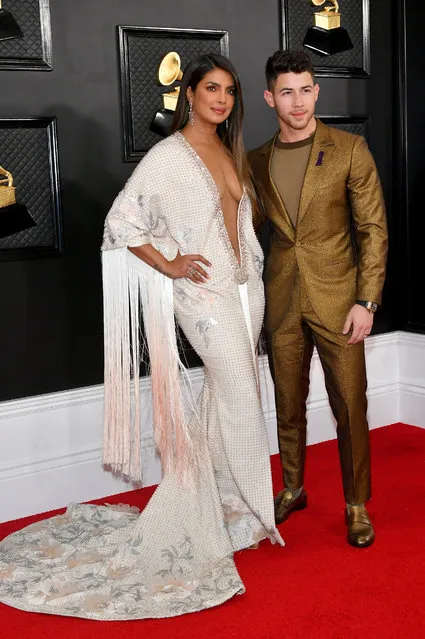(L-R) Priyanka Chopra and Nick Jonas attend the 62nd Annual GRAMMY Awards at Staples Center on January 26, 2020 in Los Angeles, California. (Photo by Amy Sussman/Getty Images)