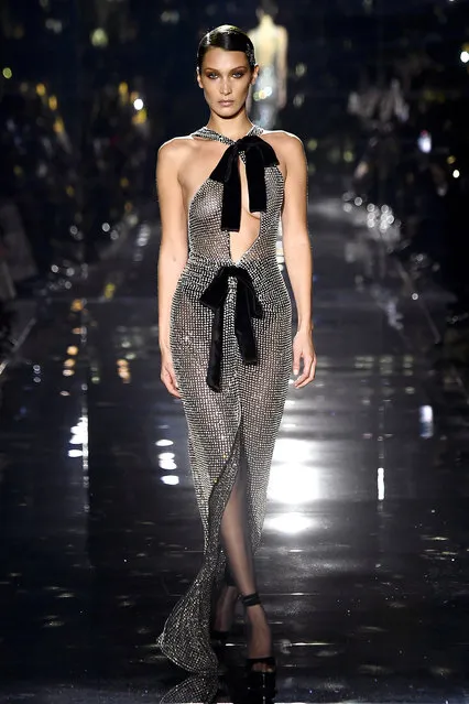 Bella Hadid walks the runway at the Tom Ford AW20 Show at Milk Studios on February 07, 2020 in Hollywood, California. (Photo by Frazer Harrison/Getty Images)