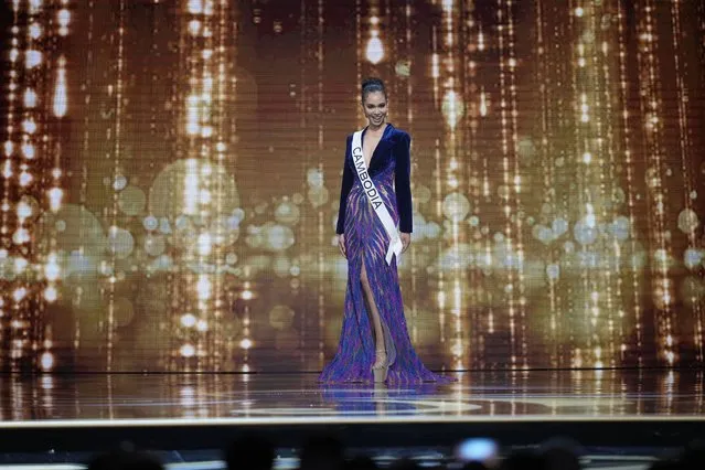 Miss Cambodia Manita Hang competes in the evening gown competition during the preliminary round of the 71st Miss Universe Beauty Pageant in New Orleans, Wednesday, January 11, 2023. (Photo by Gerald Herbert/AP Photo)