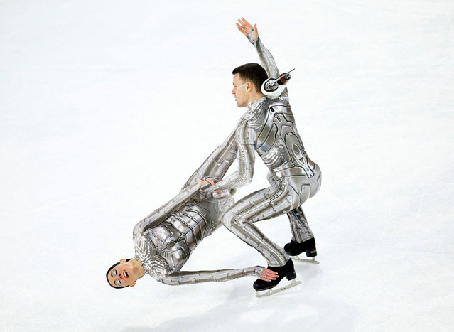 Italy's Charlene Guignard and Marco Fabbri perform during the Free Dance at the ISU Grand Prix of Figure Skating in Angers, France, on November 2, 2024. (Photo by Stephane Mahe/Reuters)