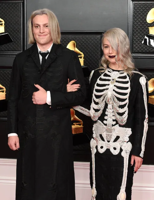 (L-R) Jackson Bridgers and Phoebe Bridgers attend the 63rd Annual GRAMMY Awards at Los Angeles Convention Center on March 14, 2021 in Los Angeles, California. (Photo by Kevin Mazur/Getty Images for The Recording Academy)