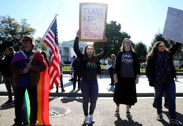 Transgender rights activist protest the government's alleged attempt to strip transgender people of official recognition at the White House in Washington, U.S., October 22, 2018. (Photo by Cathal McNaughton/Reuters)