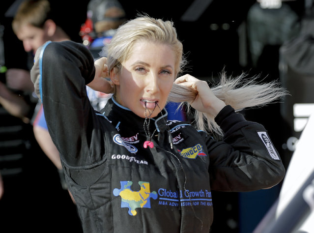 Angela Ruch prepares to go out on the track during NASCAR Truck Series auto racing practice at Daytona International Speedway, Thursday, February 14, 2019, in Daytona Beach, Fla. (Photo by Terry Renna/AP Photo)