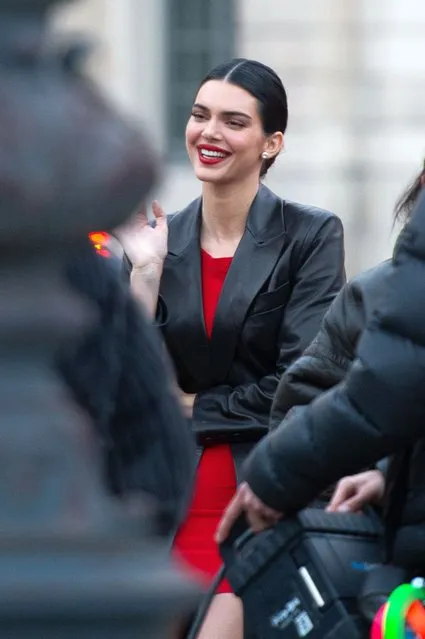 Model Kendall Jenner spotted shooting a new L'Oreal advertisement at the Vendome park in Paris on March 6, 2024. (Photo by Splash News and Pictures)