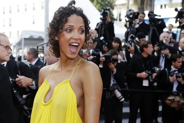 French model Noemie Lenoir poses for photographers as she arrives for the opening ceremony and the screening of the film La Tete Haute (Standing Tall) at the 68th international film festival, Cannes, southern France, Wednesday, May 13, 2015. (Photo by Lionel Cironneau/AP Photo)