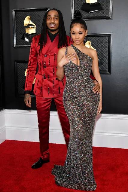 (L-R) Quavo of Migos and Saweetie attend the 62nd Annual GRAMMY Awards at Staples Center on January 26, 2020 in Los Angeles, California. (Photo by Amy Sussman/Getty Images)