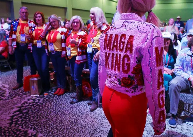 A woman wears a “MAGA King” jacket at the Conservative Political Action Conference (CPAC) in Dallas, Texas, U.S., August 6, 2022. (Photo by Brian Snyder/Reuters)