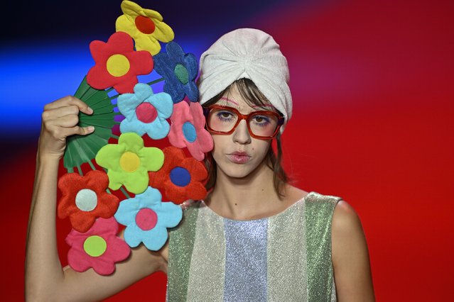 Models present the Agatha Ruiz de la Prada's creation for the 2025 Spring/Summer Season during the Mercedes-Benz Fashion Week at the IFEMA in Madrid, Spain on September 12, 2024. (Photo by Burak Akbulut/Anadolu via Getty Images)