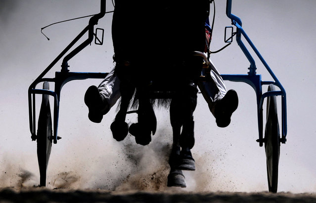 A jockey competes during Harness Racing in York, Britain, on May 10, 2025. (Photo by Lee Smith/Reuters)