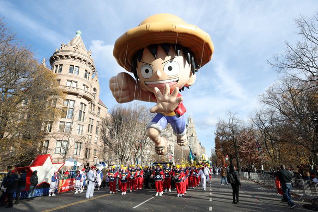 Monkey D. Luffy balloon during the 2025 Macy's Thanksgiving Day Parade on November 27, 2025 in New York City. (Photo by Kevin Mazur/Getty Images)