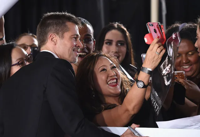 Actor Brad Pitt attends the fan event for Paramount Pictures' “Allied” at Regency Village Theatre on November 9, 2016 in Westwood, California. (Photo by Frazer Harrison/Getty Images)