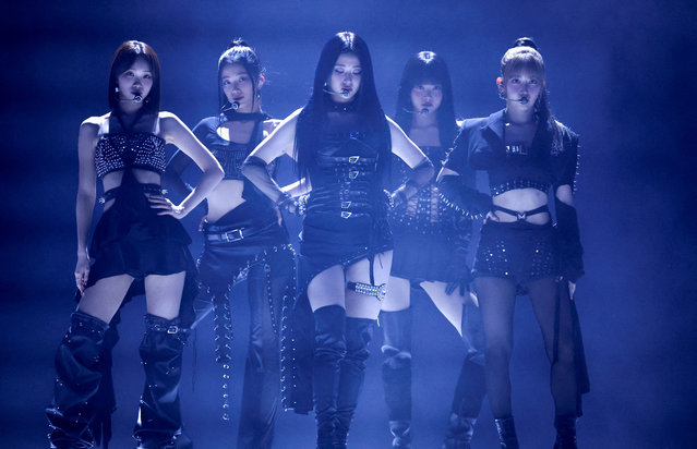 South Korean girl group Le Sserafim performs at the 2024 MTV Europe Music Awards at Manchester Co-op Live in Manchester, Britain, on November 10, 2024. (Photo by Phil Noble/Reuters)