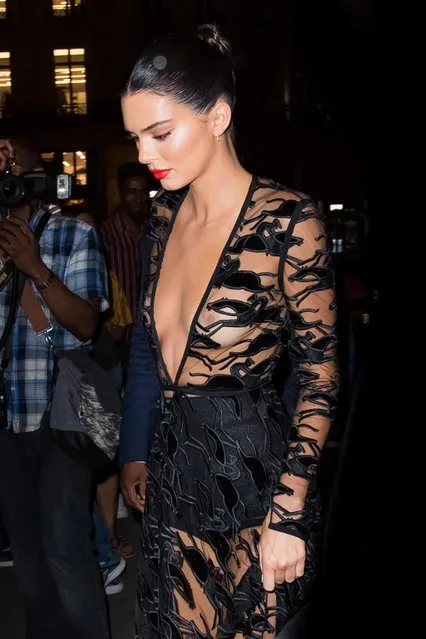 Kendall Jenner arrives at the Longchamp 70th Anniversary Celebration at Opera Garnier on September 11, 2018 in Paris, France. (Photo by KCS Presse/The Mega Agency)
