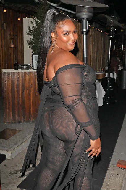 American  rapper Lizzo strikes a pose as she arrives for a night out at The Nice Guy in West Hollywood on May 25, 2021. (Photo by Backgrid USA)