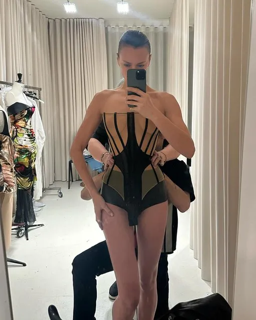 Russian model Irina Shayk gets fitted in Paris in the first decade of March 2024. (Photo by irinashayk/Instagram)