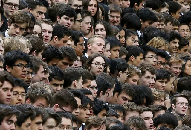 Westminster School students gather for a group photograph outside Westminster Abbey in London, Britain April 29, 2016. (Photo by Stefan Wermuth/Reuters)