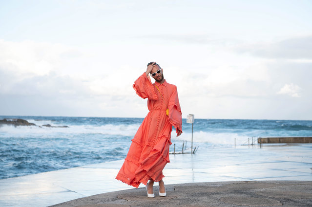 A model presents a creation by fashion brand Joslin during the Australian Fashion Week 2023 at Clovelly Beachfashion in Sydney, New South Wales, Australia on May 17, 2023. (Photo by Flavio Brancaleone/EPA/EFE)