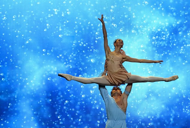 The National Ballet of Ukraine dancers Kateryna Kurchenko and Daniil Silkin perform “Le Talisman” at the New York City Center in New York City on October 16, 2024. (Photo by Timothy A. Clary/AFP Photo)