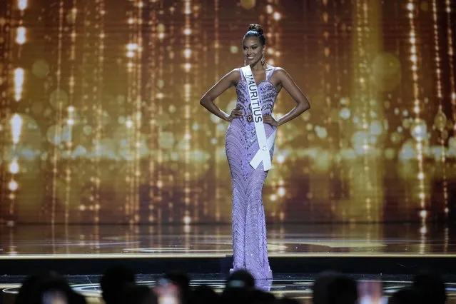 Miss Mauritius Alexandrine Belle-Etoile competes in the evening gown competition during the preliminary round of the 71st Miss Universe Beauty Pageant in New Orleans, Wednesday, January 11, 2023. (Photo by Gerald Herbert/AP Photo)