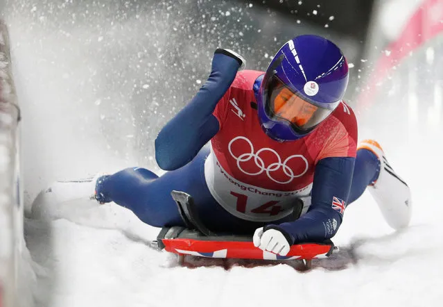 Great Britain' s Lizzy Yarnold competes in the women' s skeleton heat 4 final run during the Pyeongchang 2018 Winter Olympic Games, at the Olympic Sliding Centre on February 17, 2018 in Pyeongchang. (Photo by Edgar Su/Reuters)