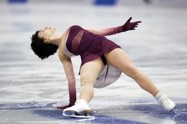 Kristina Lisovskaja, of Estonia, performs during the women's free skating program at the ISU Skate to Milano figure skating qualifier, Saturday, September 20, 2025, in Beijing, China. (Photo by Mahesh Kumar A./AP Photo)