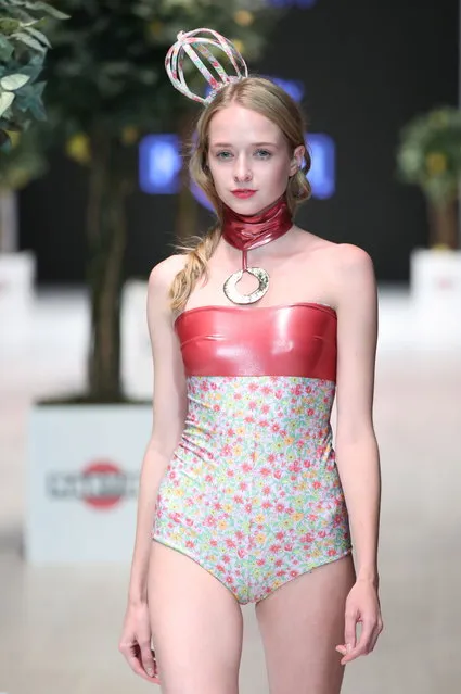 A model presents a creation by Italian fashion brand Totti Swimwear during the Belarus Fashion Week in Minsk, Belarus, 09 November 2018. (Photo by Tatyana Zenkovich/EPA/EFE)