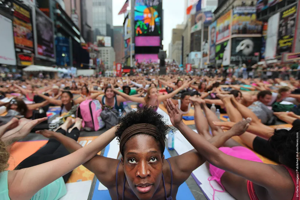 Summer Solstice Marked In Times Square With Mass Yoga Session