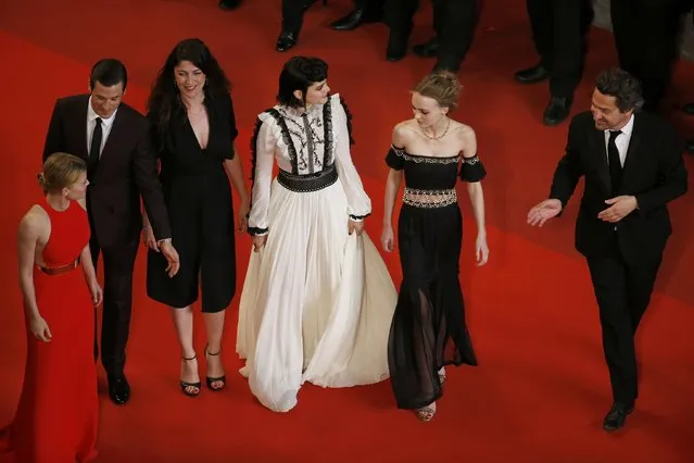 Director Stephanie Di Giusto, cast members Lily-Rose Melody Depp, Gaspard Ulliel, Melanie Thierry and Soko pose on the red carpet as they arrive for the screening of the film “La danseuse” (The Dancer) in competition for the category “Un Certain Regard” at the 69th Cannes Film Festival in Cannes, France, May 13, 2016. (Photo by Eric Gaillard/Reuters)