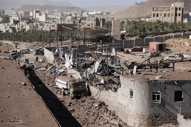 A view of a workshop destroyed by Saudi-led air strikes in Sanaa, Yemen on December 5, 2021. (Photo by Khaled Abdullah/Reuters)