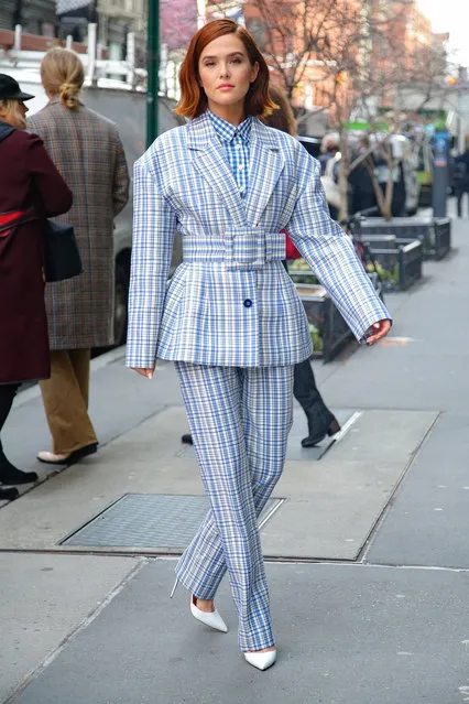 Zoey Deutch looks pretty in for NYFW while out in New York, NY. on February 12, 2020. (Photo by Ulices Ramales/Backgrid USA)